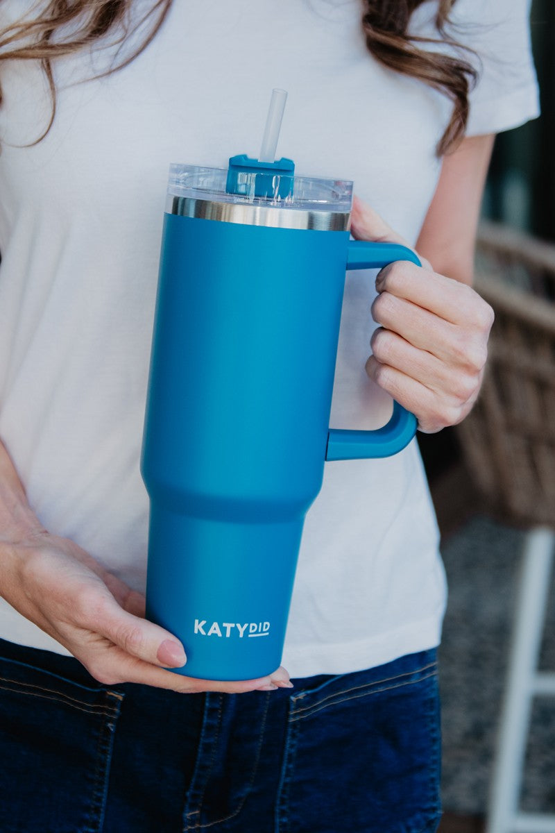 Blue Insulated Tumbler Cup w/ Handle - Katydid.com
